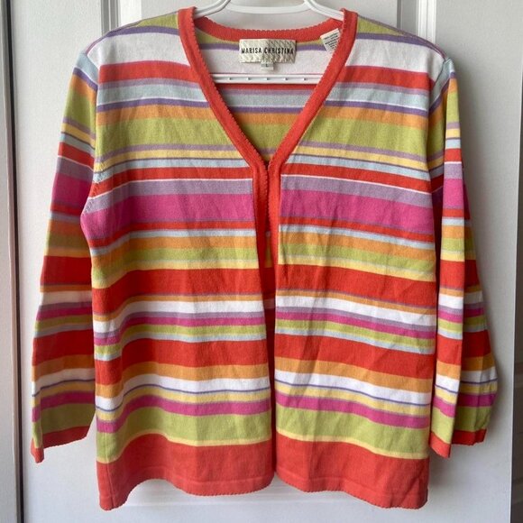 Marisa Christina Tops - 2000s Rainbow Cardigan (L)